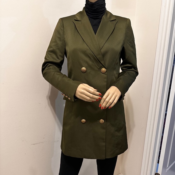 Forever 21 Army Green Double Breast Golden Buttons Jacket/ Blazer women S - Picture 1 of 8